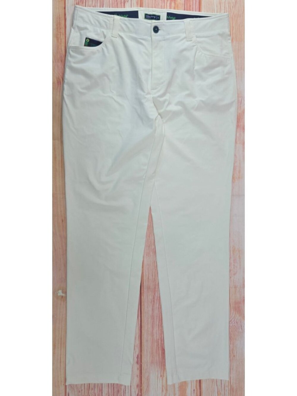 William Murray Straight Fit White Mens Golf Pants Size 36x34 Tartan Accents
